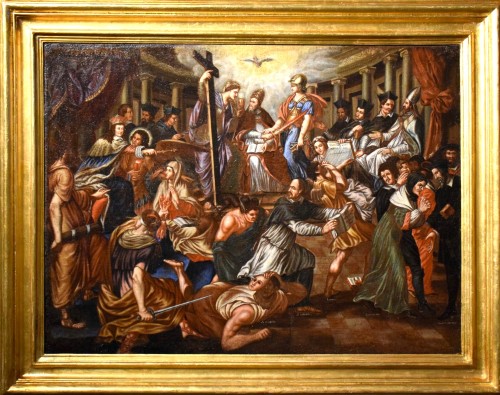 Le triomphe de l'Église sur les hérésies des jansénistes - Ecole française du XVIIe siècle - Tableaux et dessins Style Louis XIV